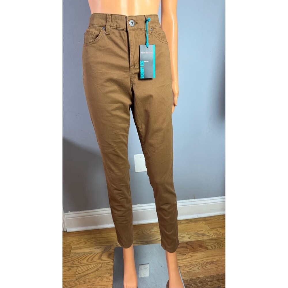 Style & Co Denim Womens Size 4 Skinny Leg Mid Rise Pants Tobacco Brown New.